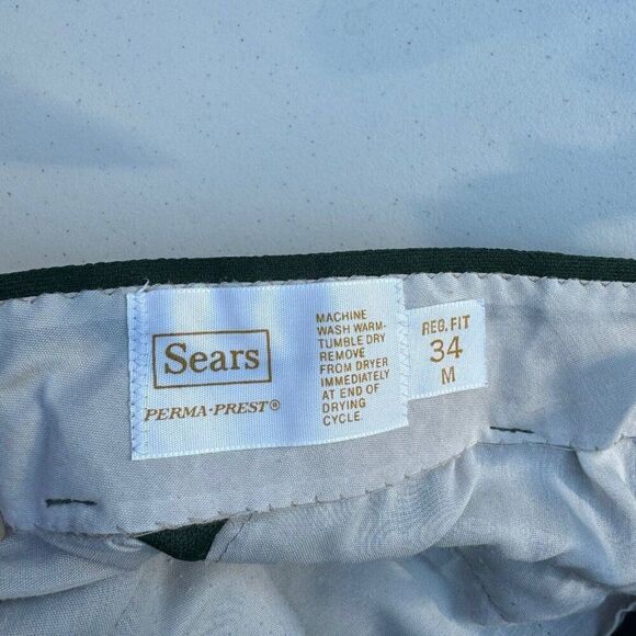 Vintage Roebucks‎ Sears Regular Fit Perma Prest Pants Men's Pants Green 33x28.5 - Picture 6 of 13